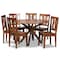 Baxton Studio Mare Modern and Contemporary Transitional Walnut Brown Finished Wood 7-Piece Dining Set 177-11379-10893-Zoro - alternate 1